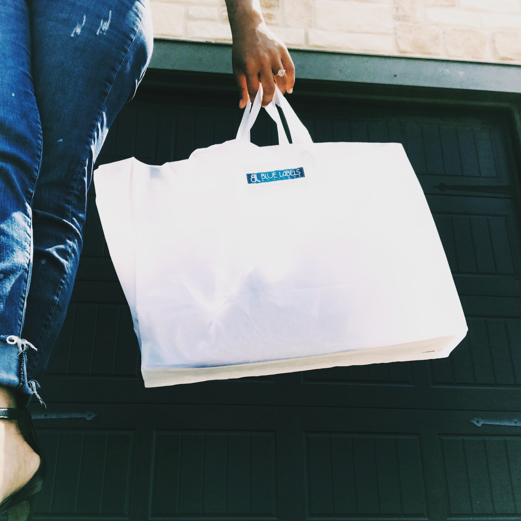 blue labels boutique shopping bag