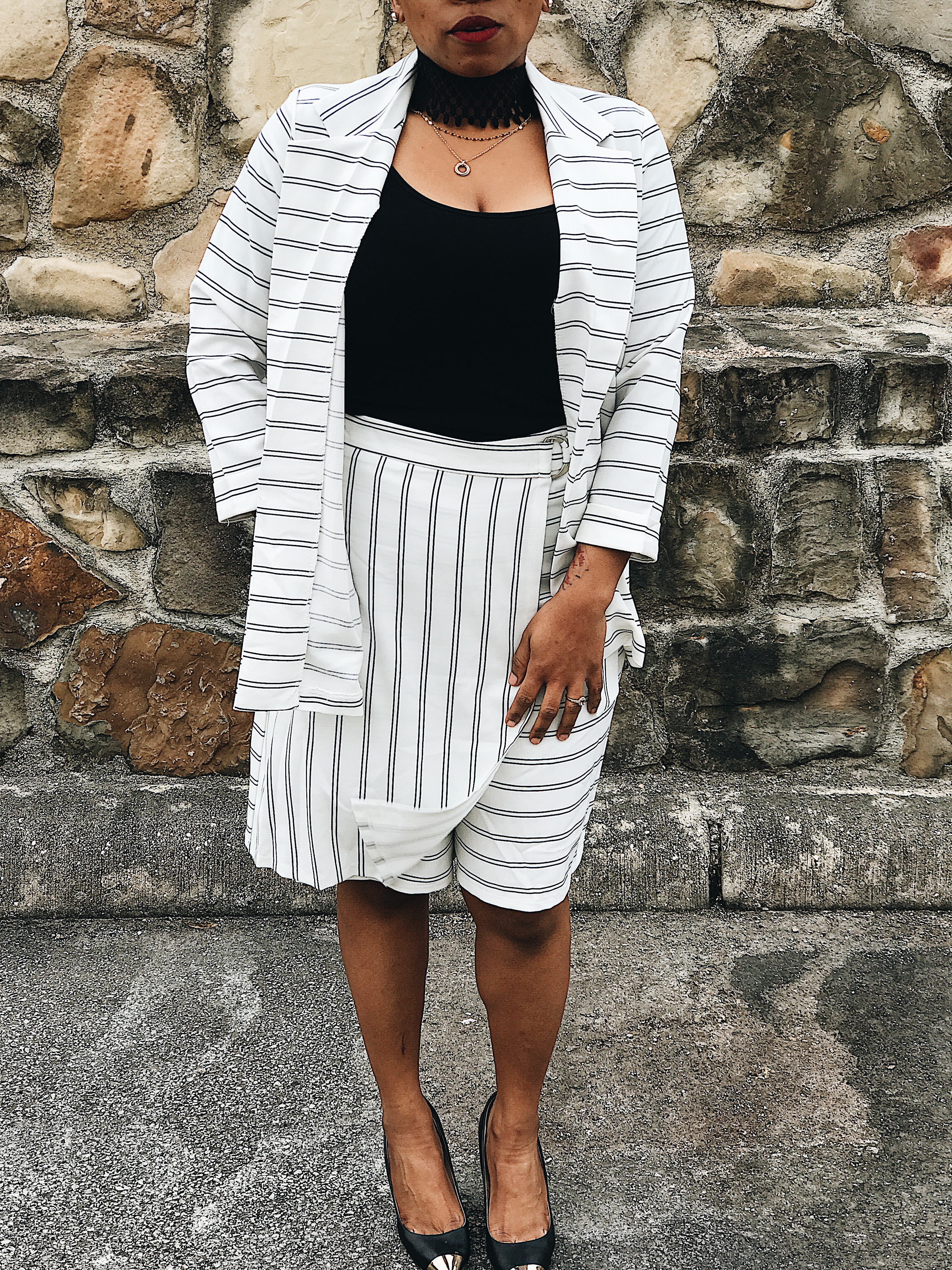 black and ivory womens suit