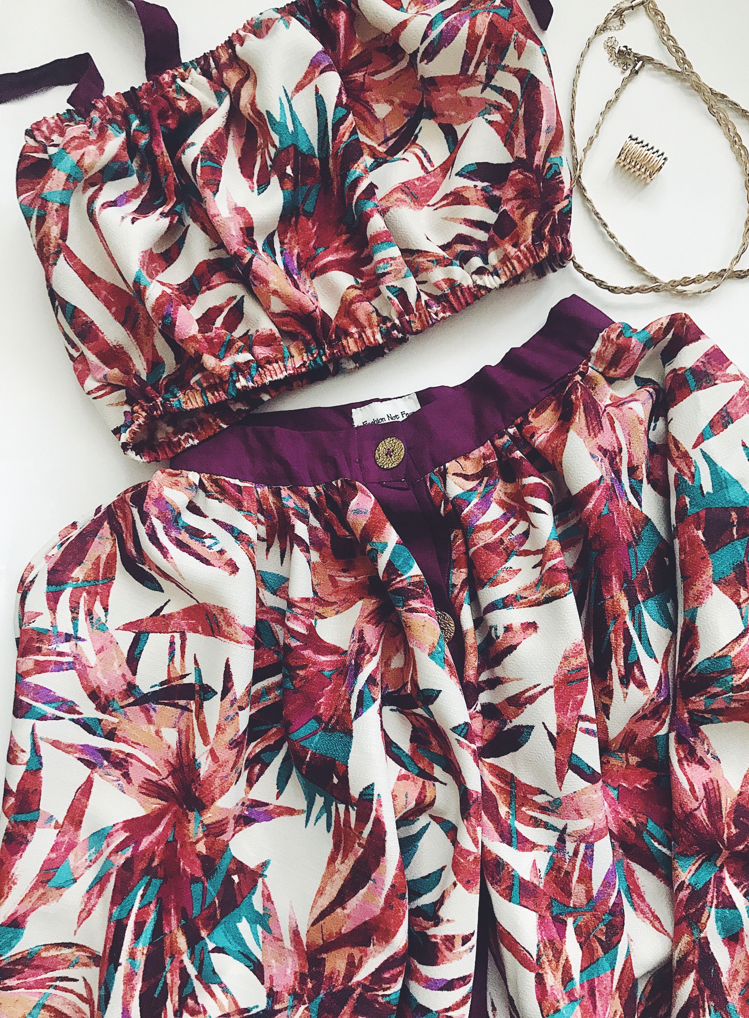 two piece floral skirt set