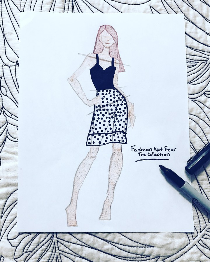 Polka dot skirt with black tank top