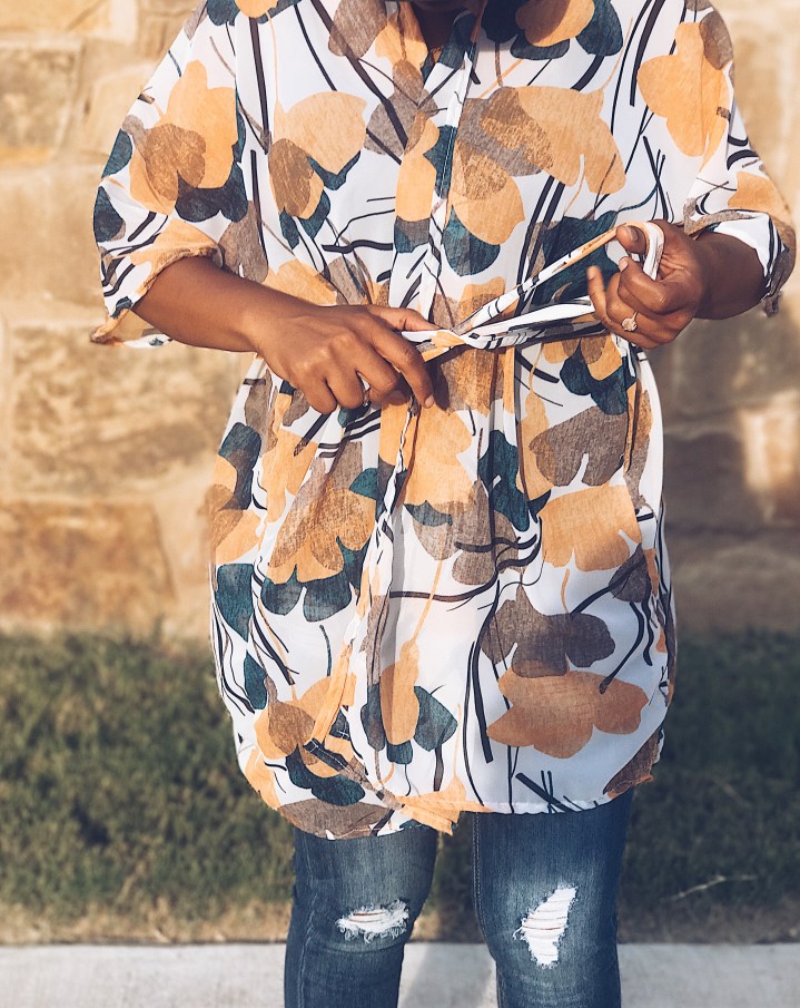 sheer printed wrap top