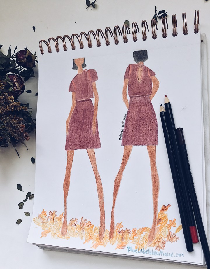 Fashion sketch skirt set blue Labels Boutique