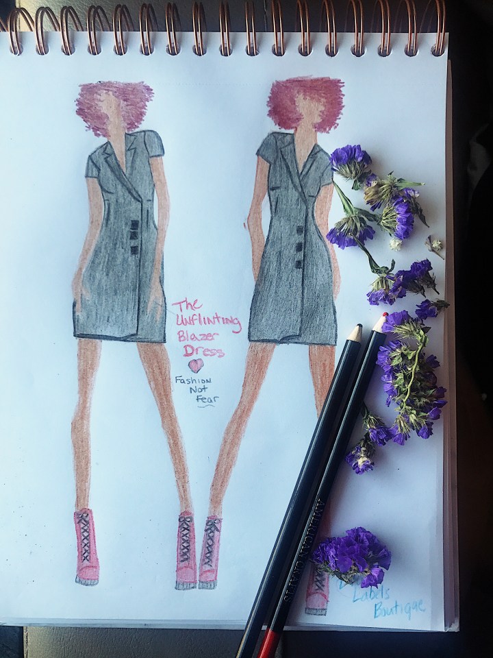 sketch of black blazer dress