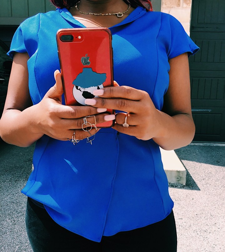 Fearless women phone case blue hood