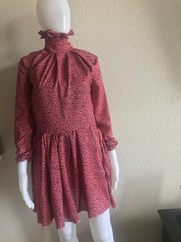 Pink and black animal print dress