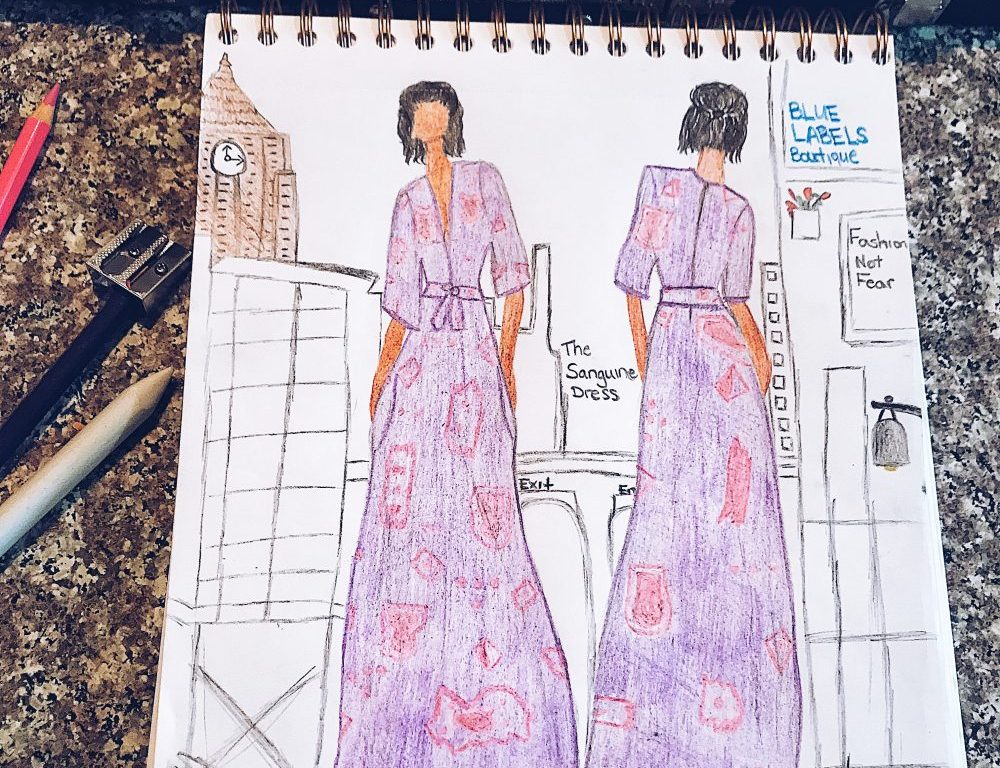 sketch of maxi dress