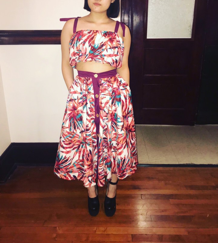 floral skirt set with pockets