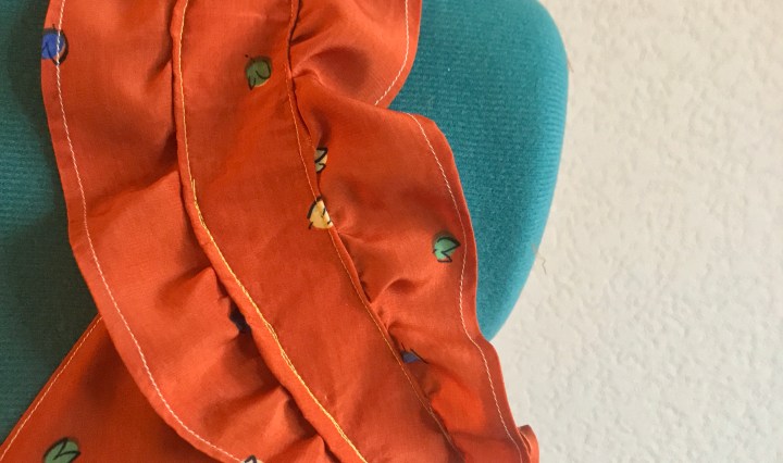 handmade orange printed tank with ruffle sleeves