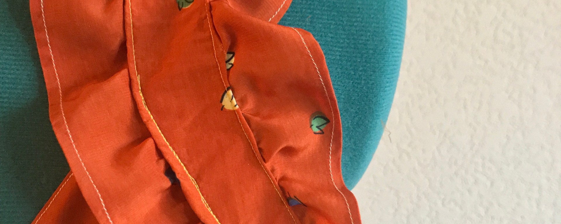 handmade orange printed tank with ruffle sleeves