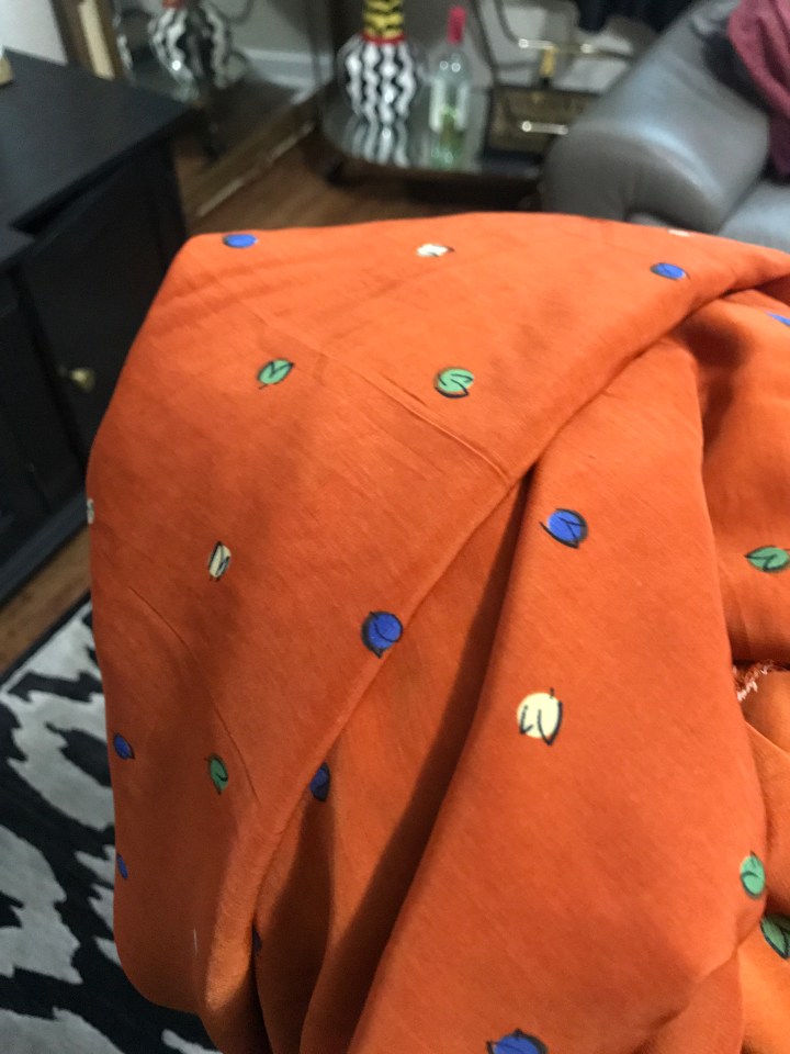orangefabricwithfloralprint