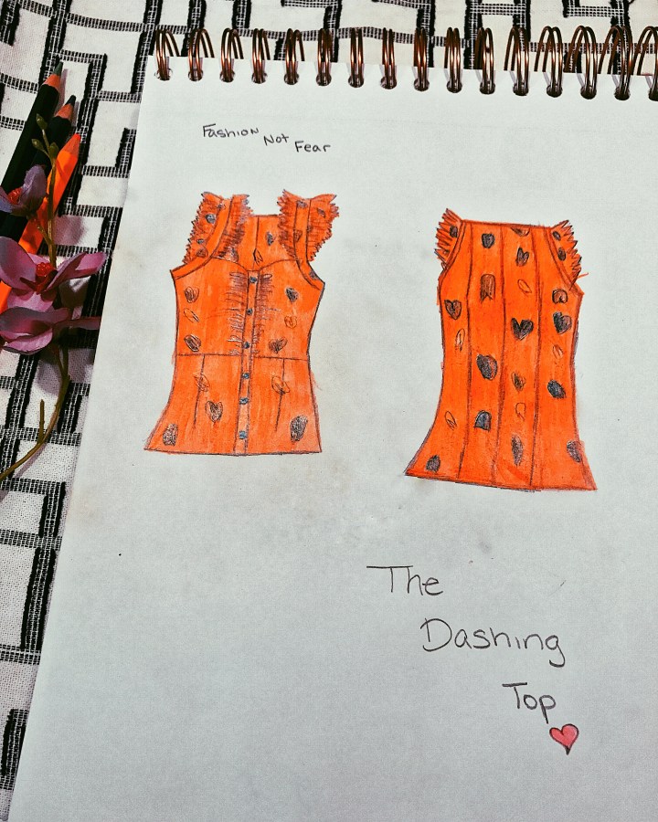 orange floral printed handmade blouse