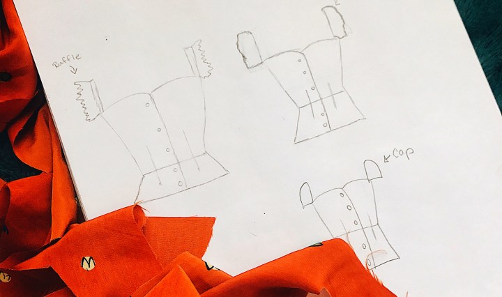 fashion sketch with fabric