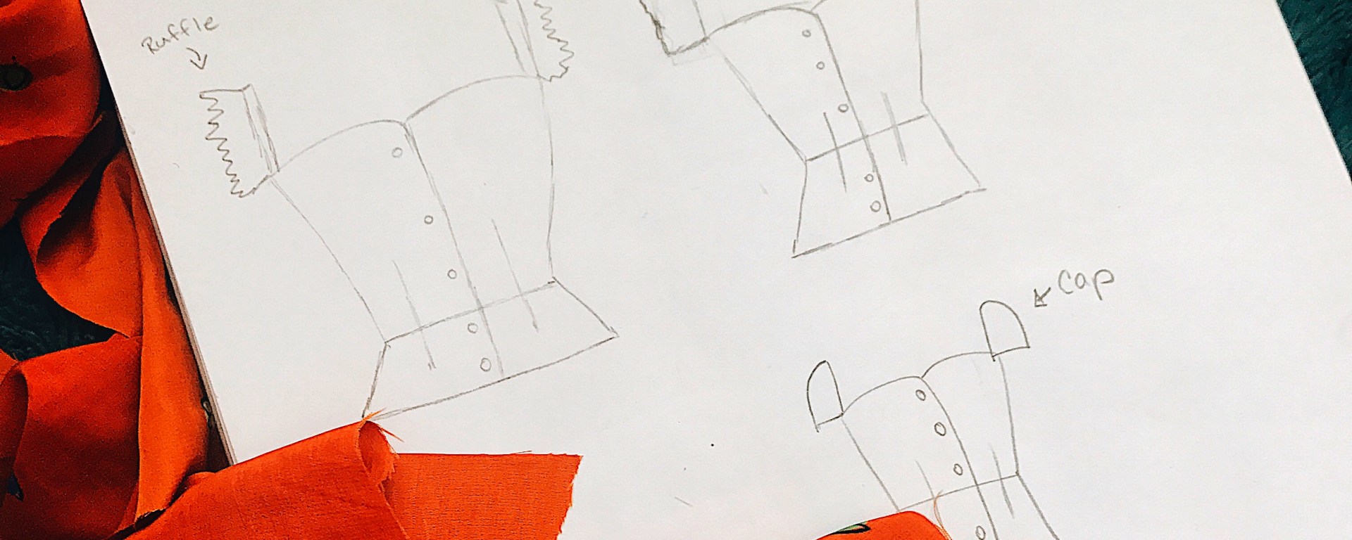 fashion sketch with fabric