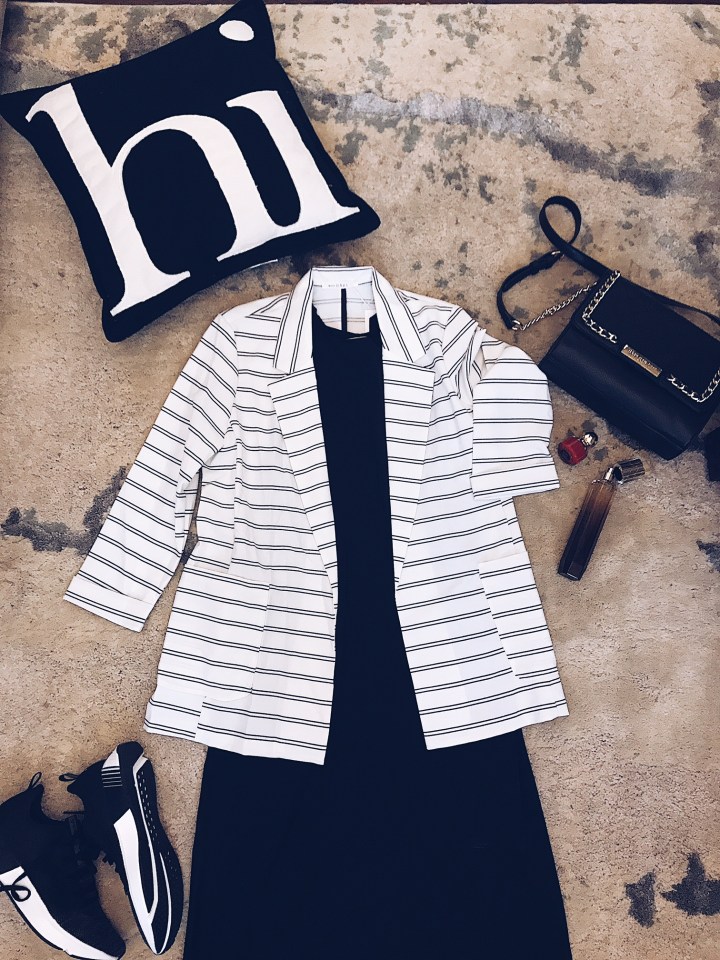 striped blazer with pockets