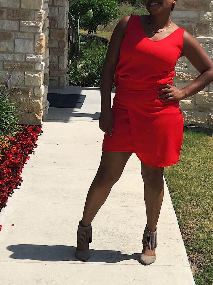 Red two piece skirt set handmade