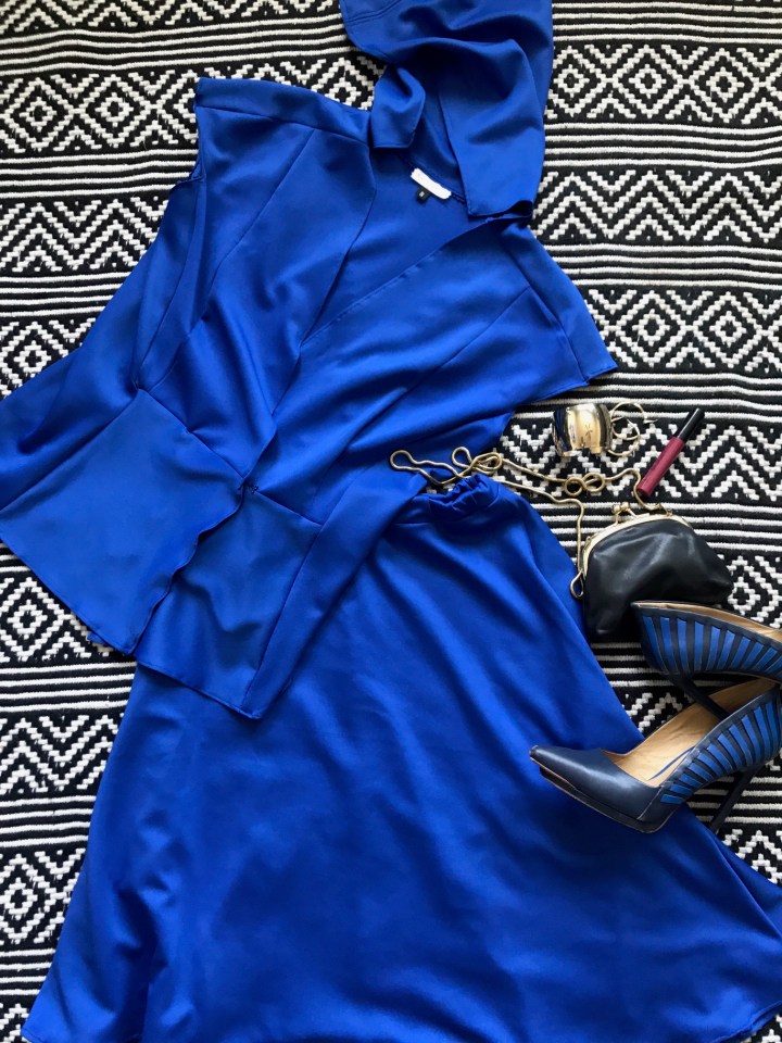 blue labels hooded vest and skirt