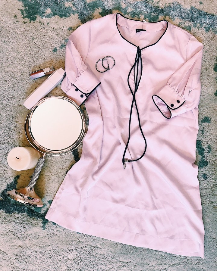 pink satin shift dress