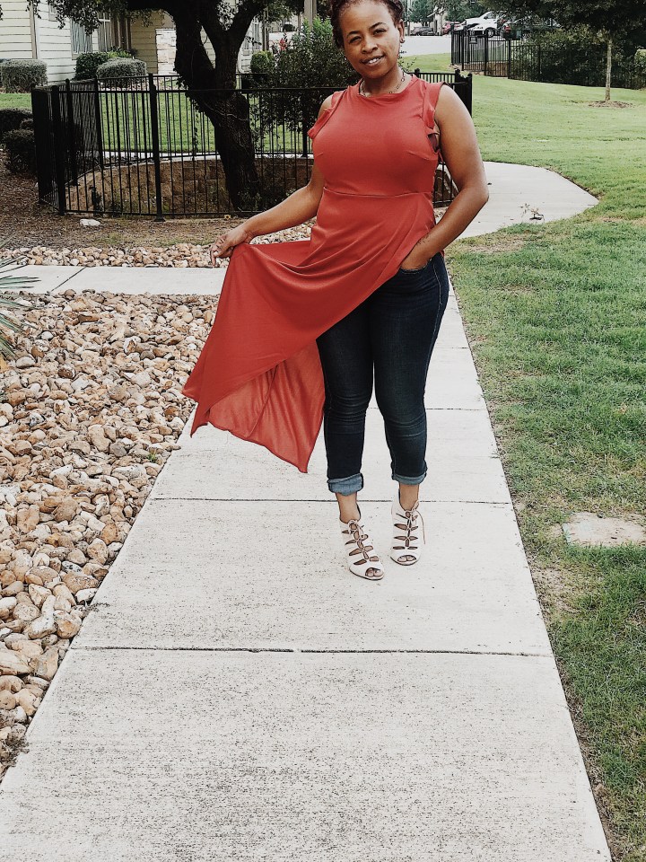 Orange handmade coordinating top and skirt set 