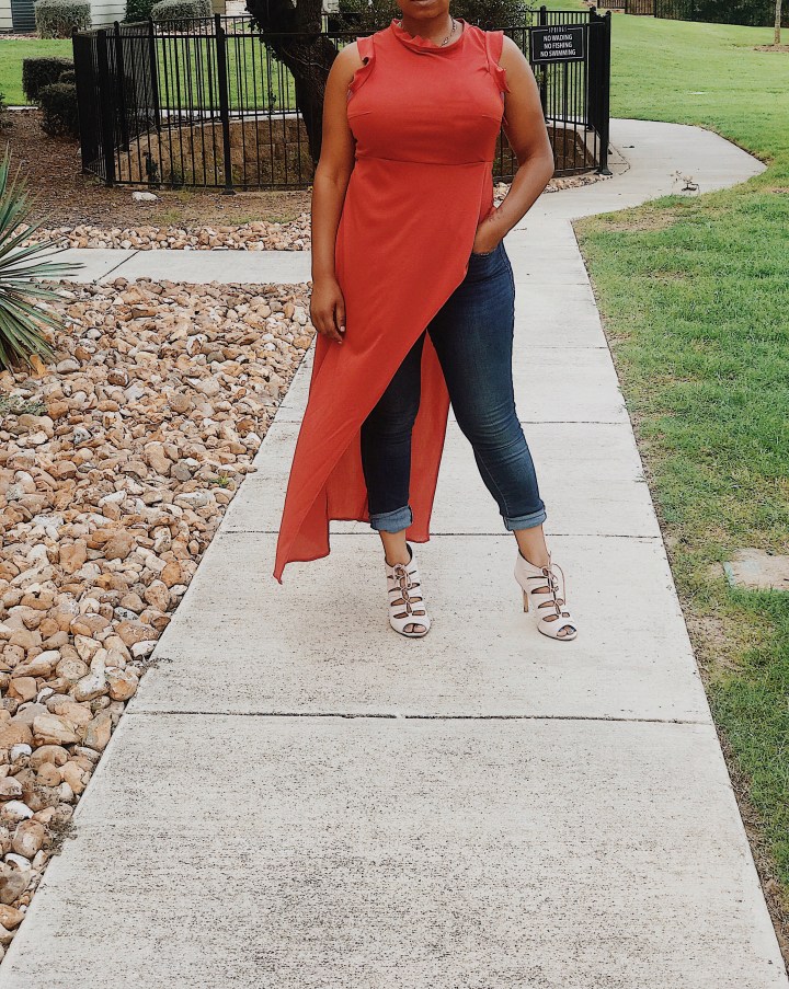 Orange handmade coordinating top and skirt set 