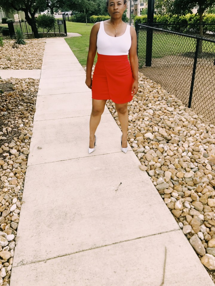 red handmade wrap skirt
