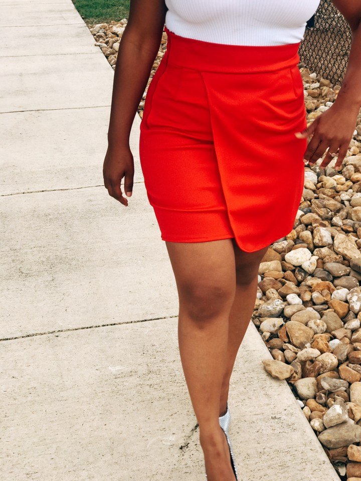 red handmade wrap skirt