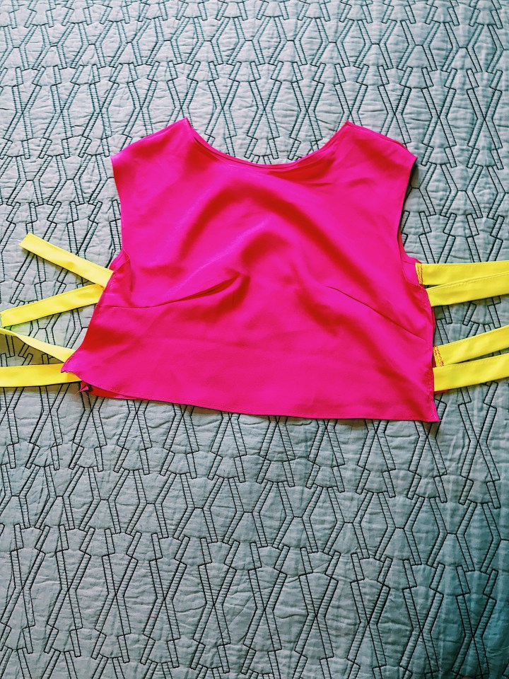 hot pink and yellow crop top