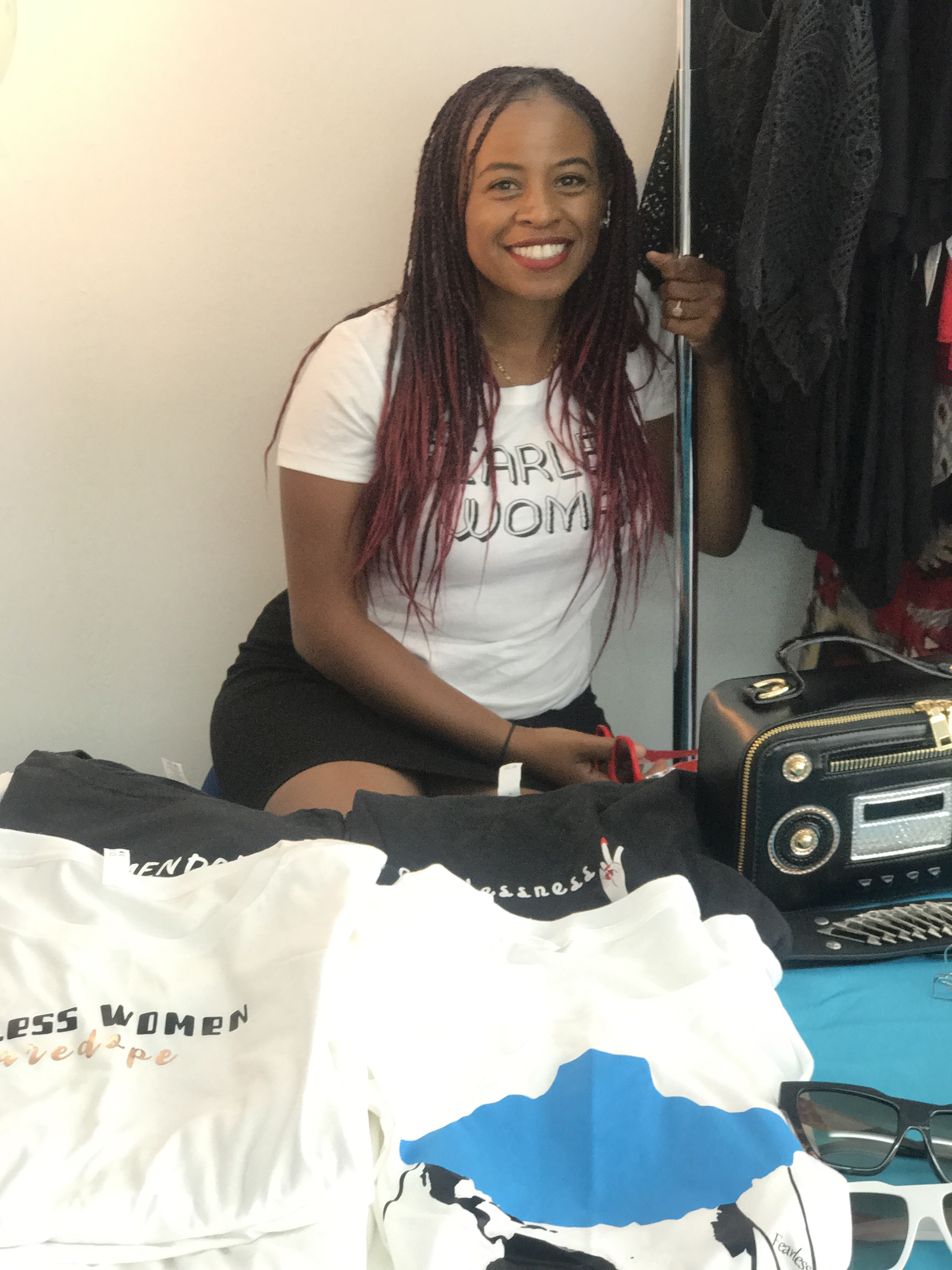 Owner at pop up shop 