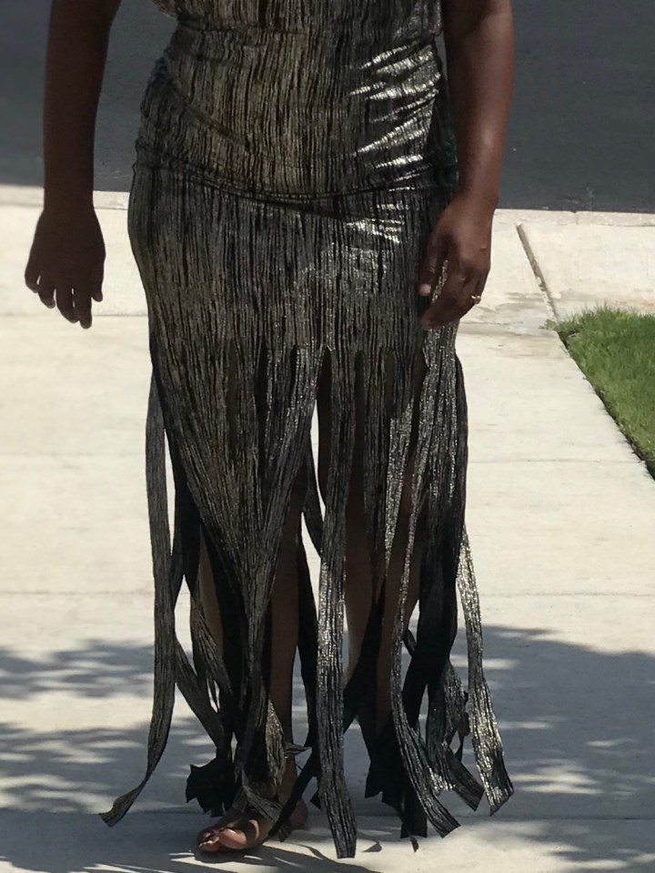 Gold and black fringe dress