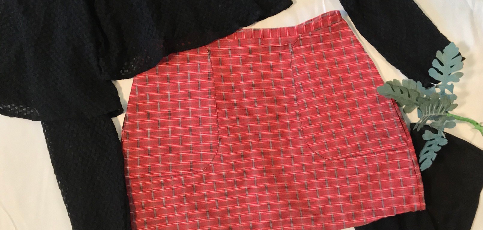 Sheer handmade top handmade plaid skirt