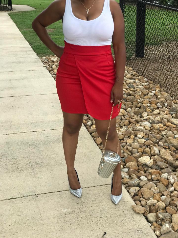 red wrap skirt
