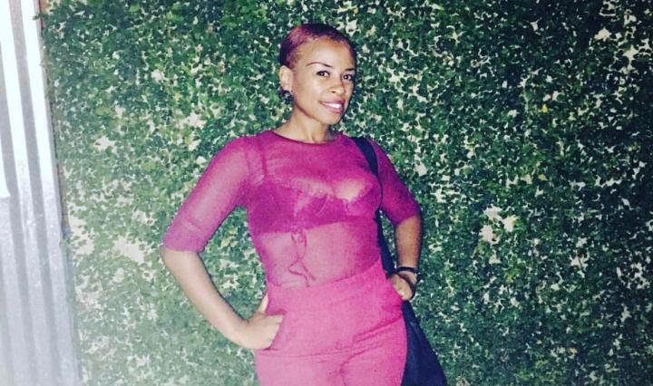 Burgundy sheer top Burgundy buckle trousers