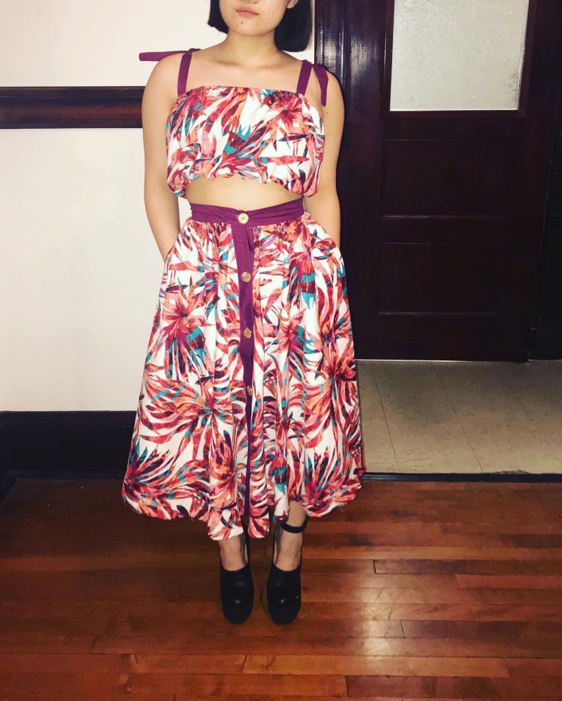 Matching floral top and skirt set 