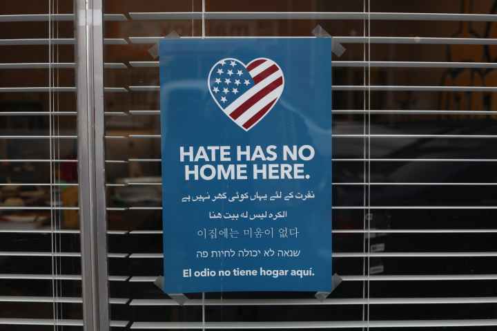 no hate here sign
