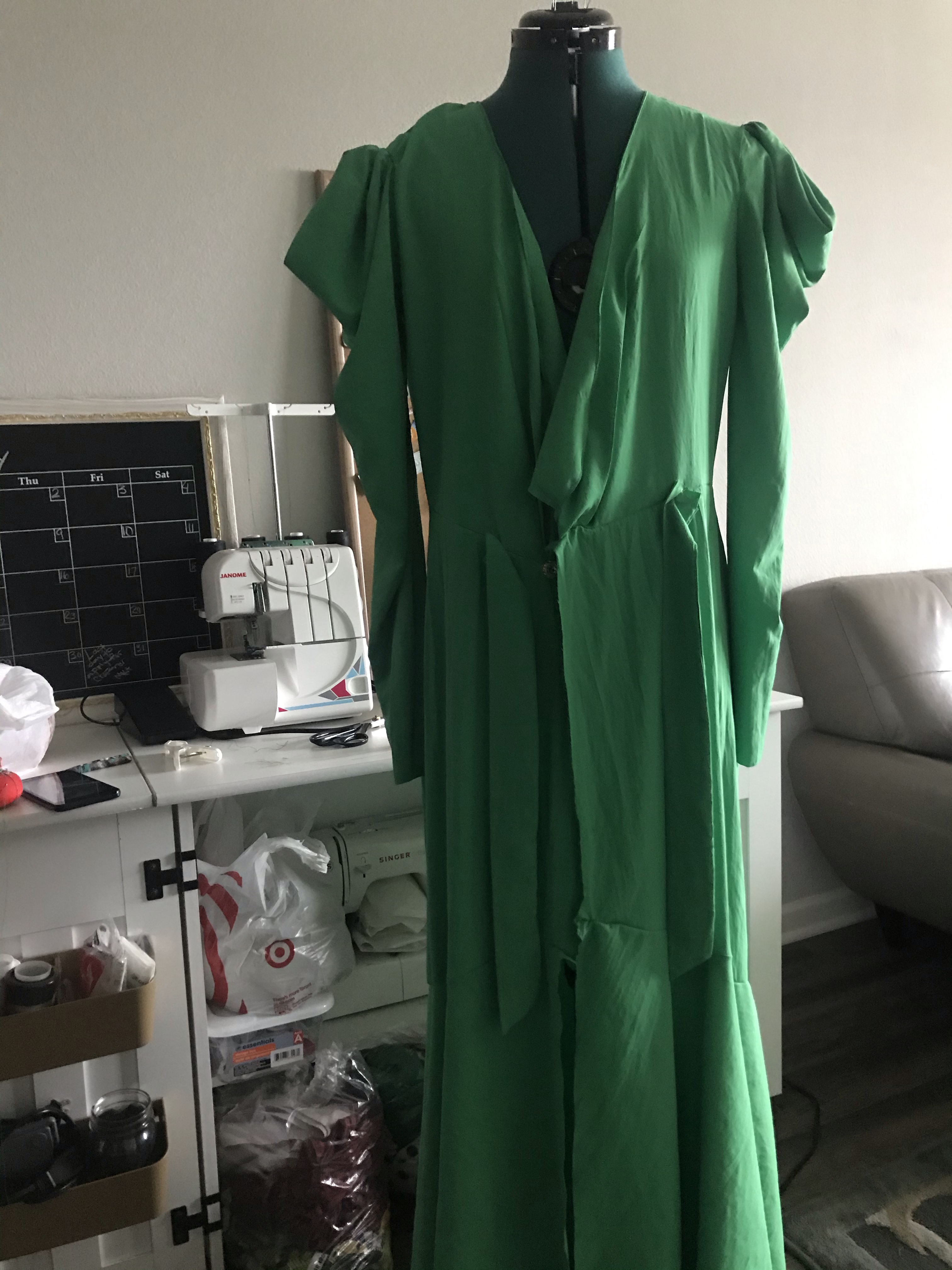 Green wrap dress