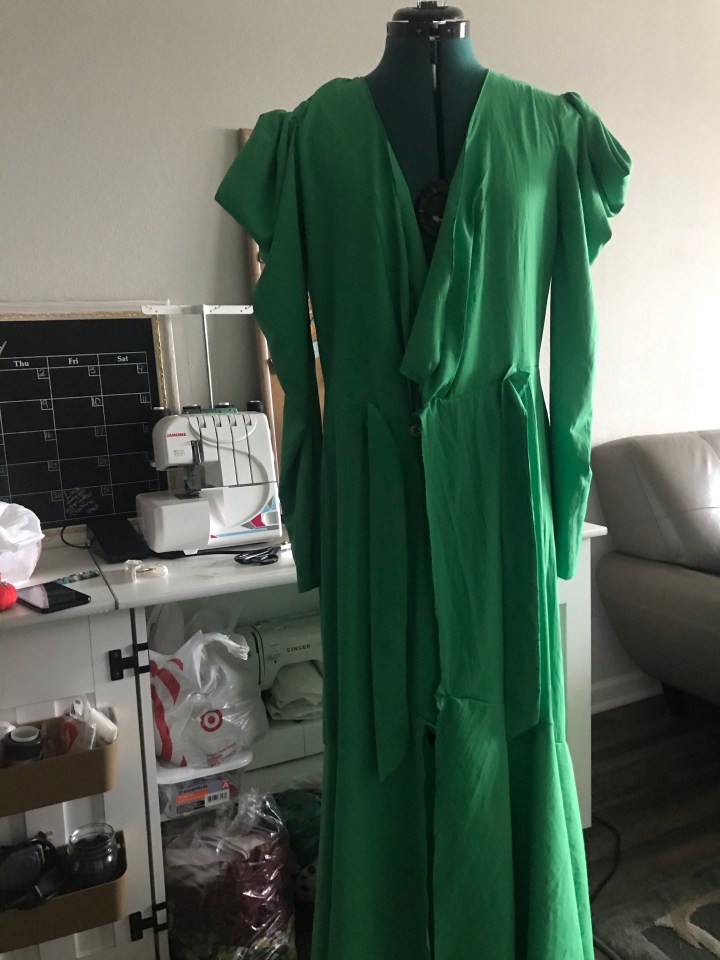 Green wrap dress