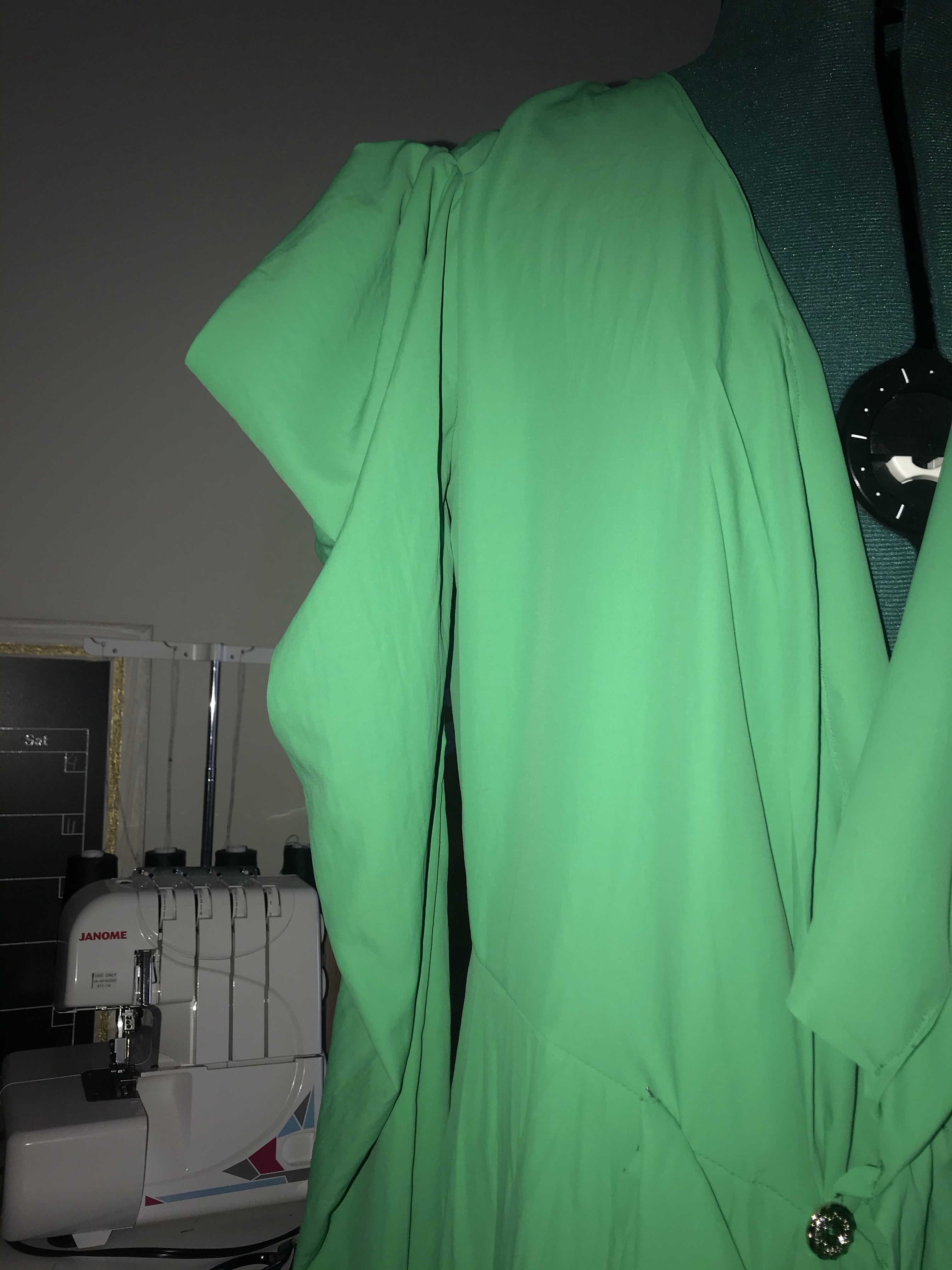 Green wrap dress flutter sleeves 