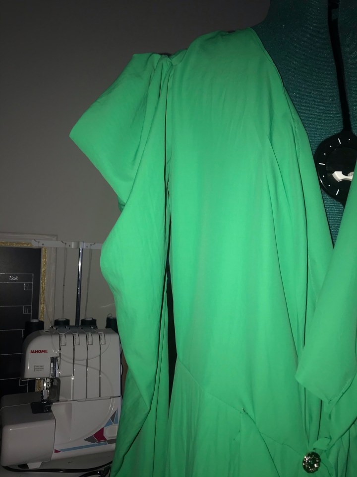 Green wrap dress flutter sleeves 