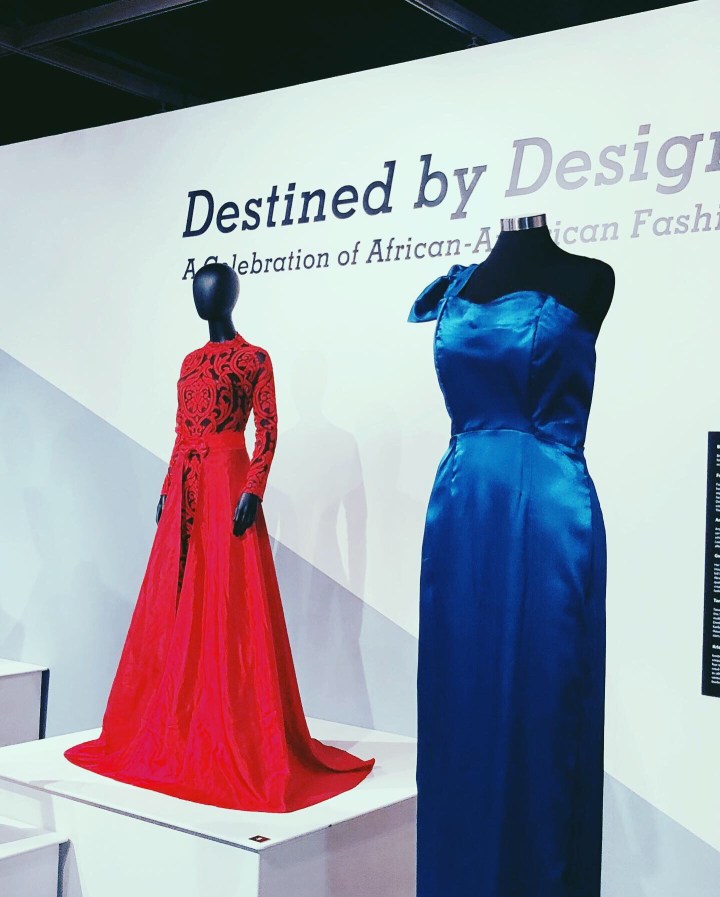 Black dress designer art exhibit 