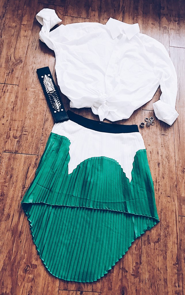 Colorblocked pleated skirt 