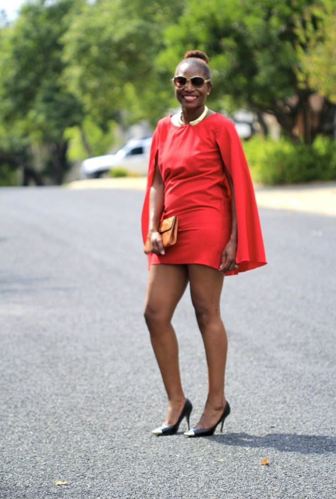 Red cape dress