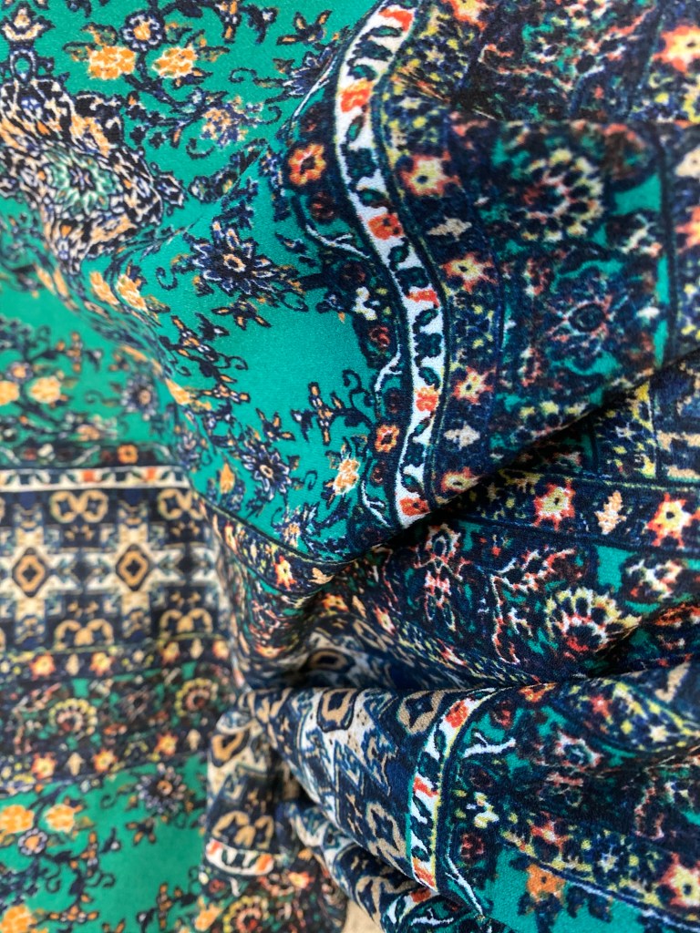 Green printed fabric