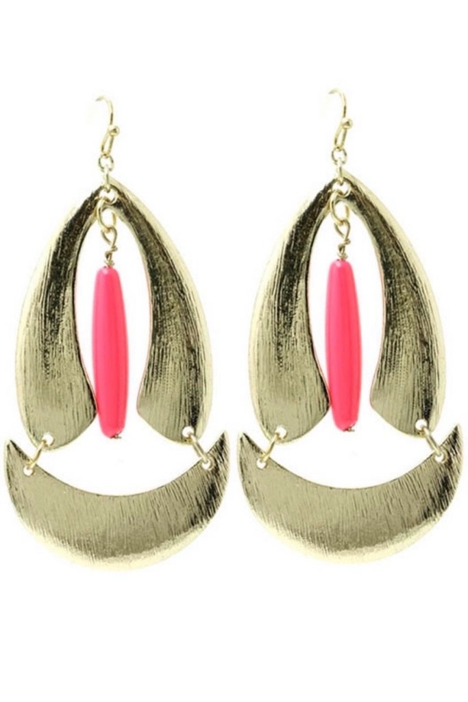 Pink and gold dangle earrings