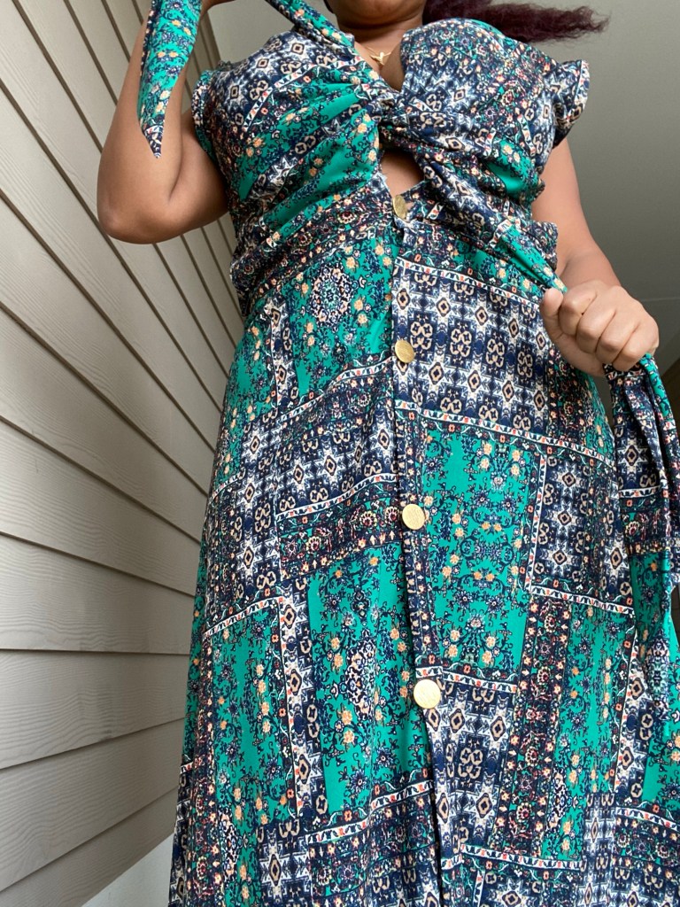 Green printed maxi dress 