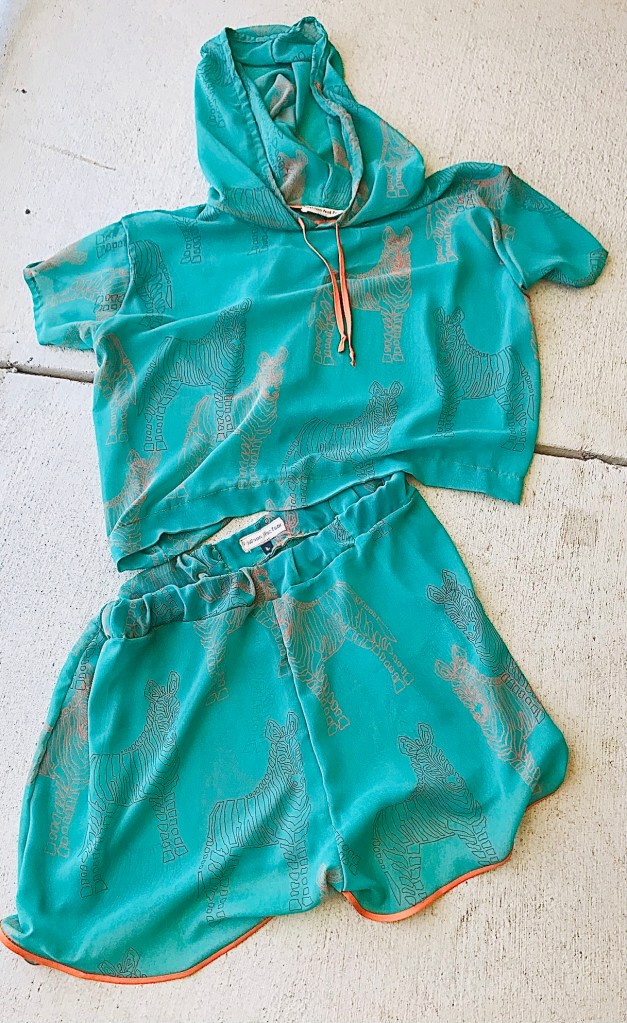 Green sheer shorts set