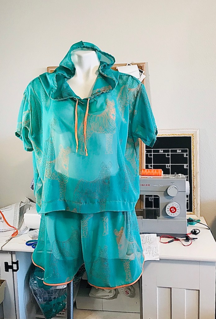 Sheer two piece cover up shorts set 