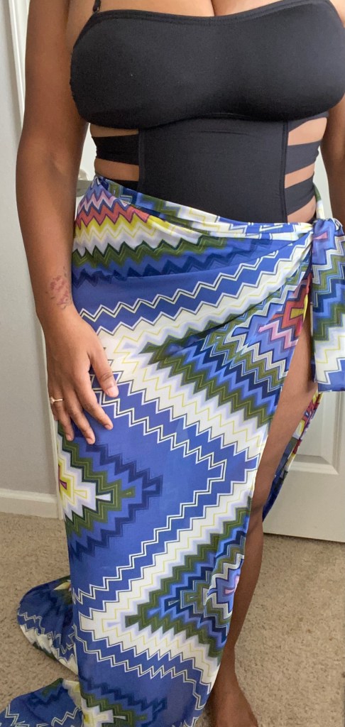 Womens printed long sarong swimsuit coverup