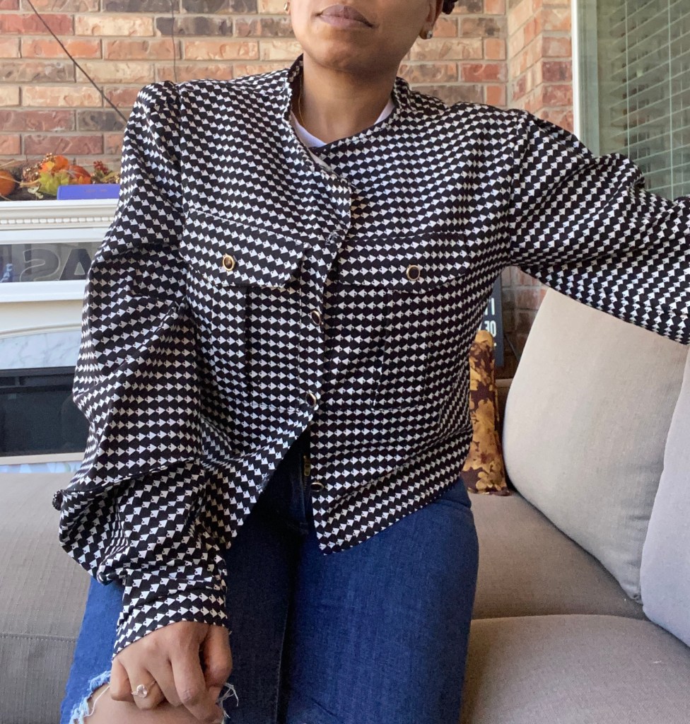 Image of black and ivory lightweight women’s jacket 