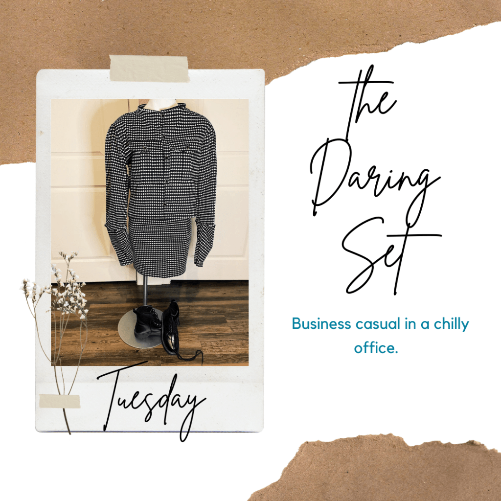 Black and white jacket and skirt